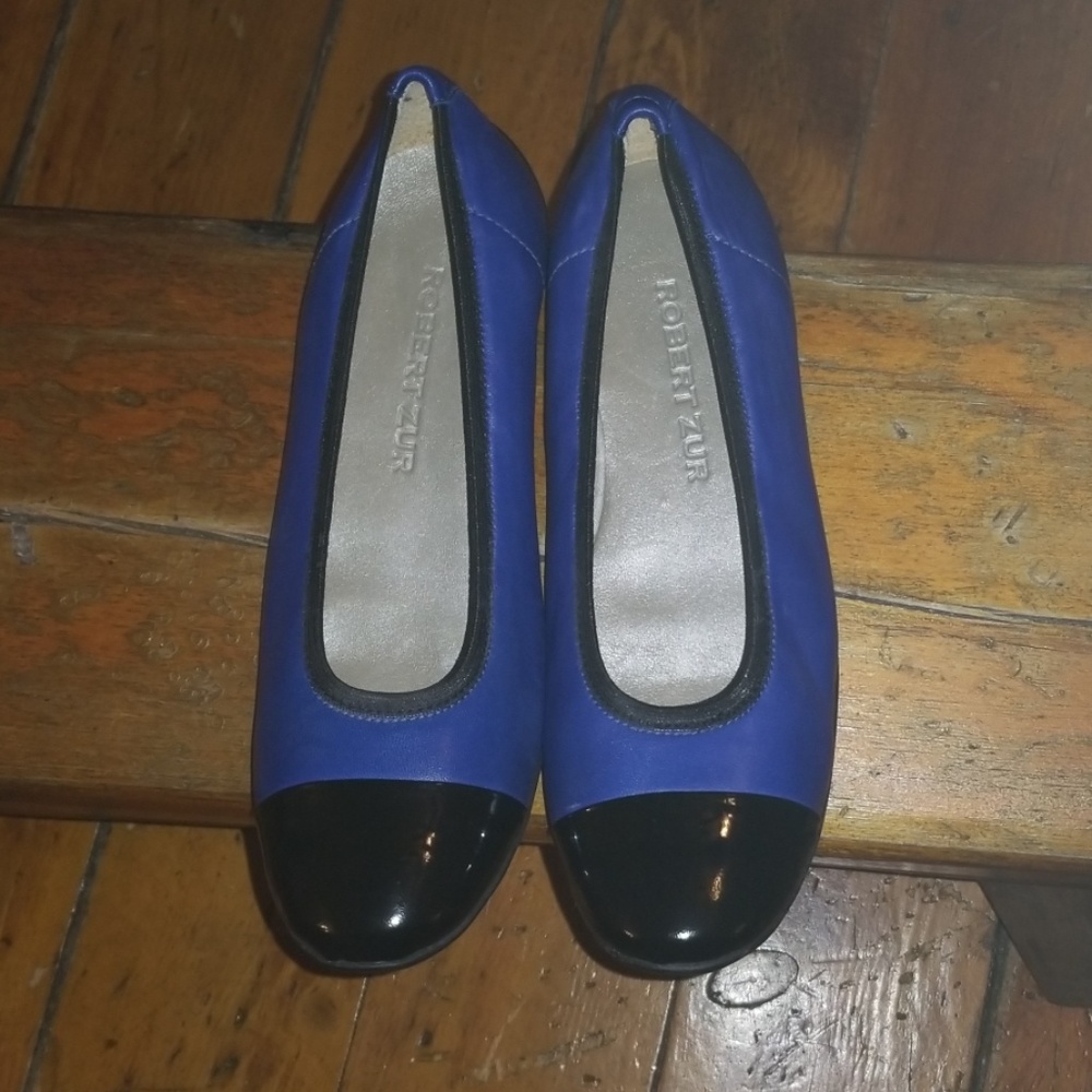 Robert Zur Lyric Ballet Flats Blue/Blk Sz 8.5 EUC